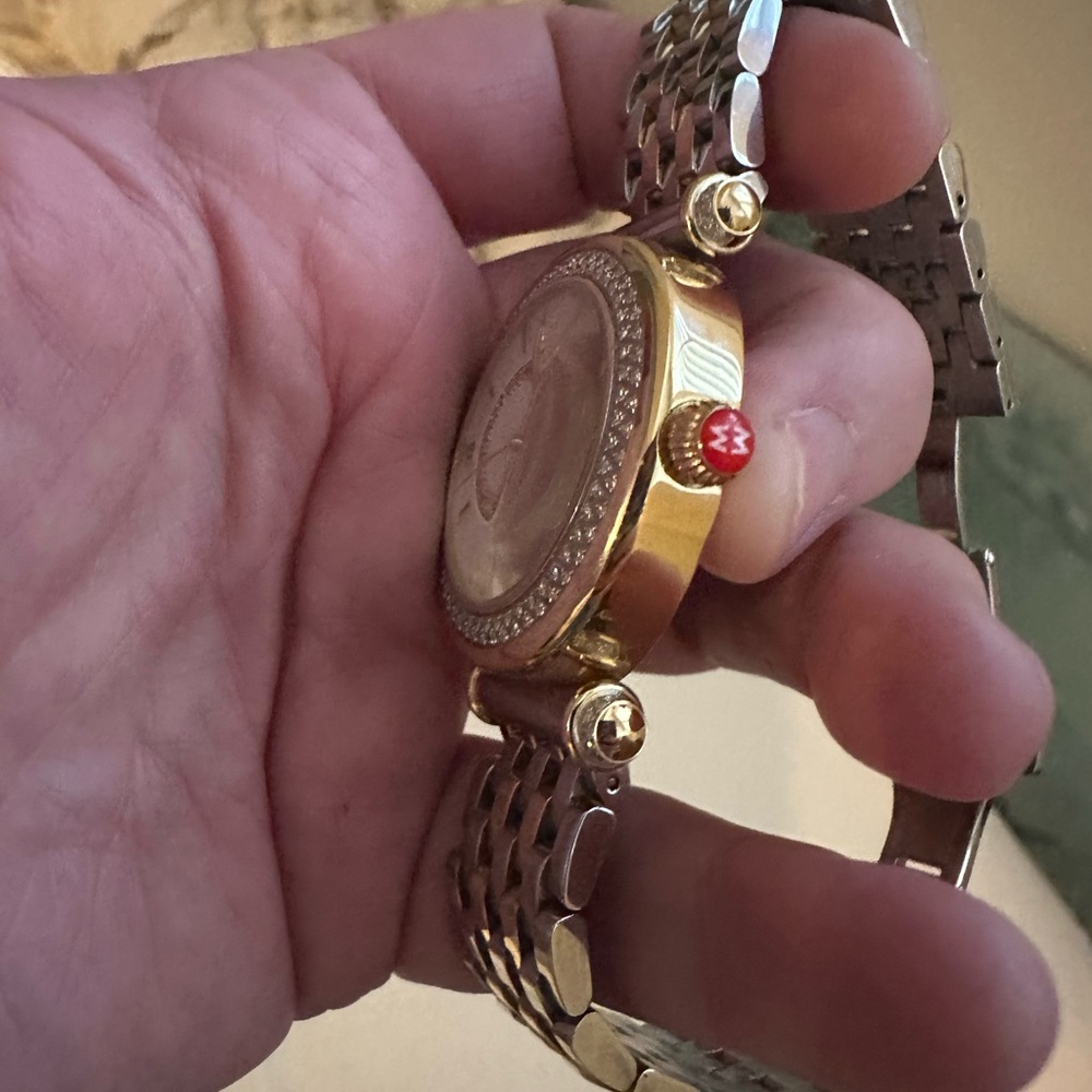 MICHELE Caber Diamond Two-Tone Watch EUC - Picture 4 of 6